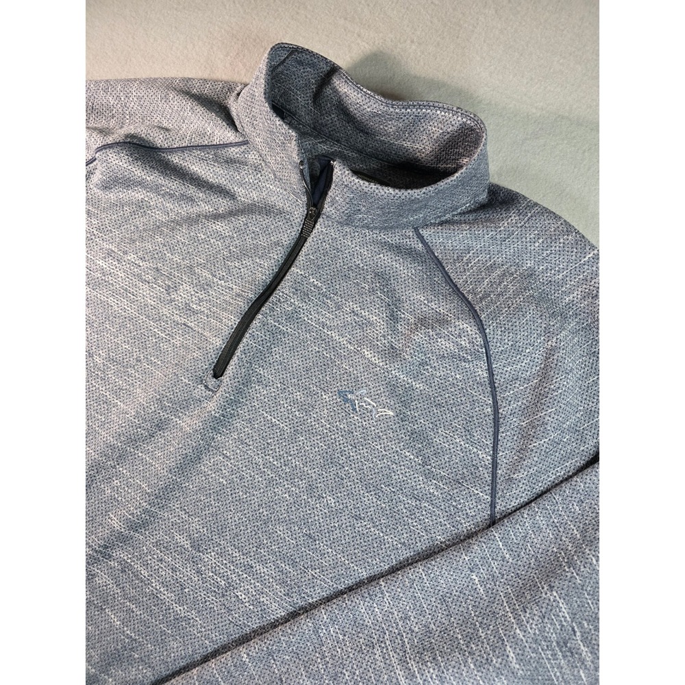 Greg Norman Mens XXL Blue Space Dye Quarter Zip Pullover Golf Sweater Mock Neck